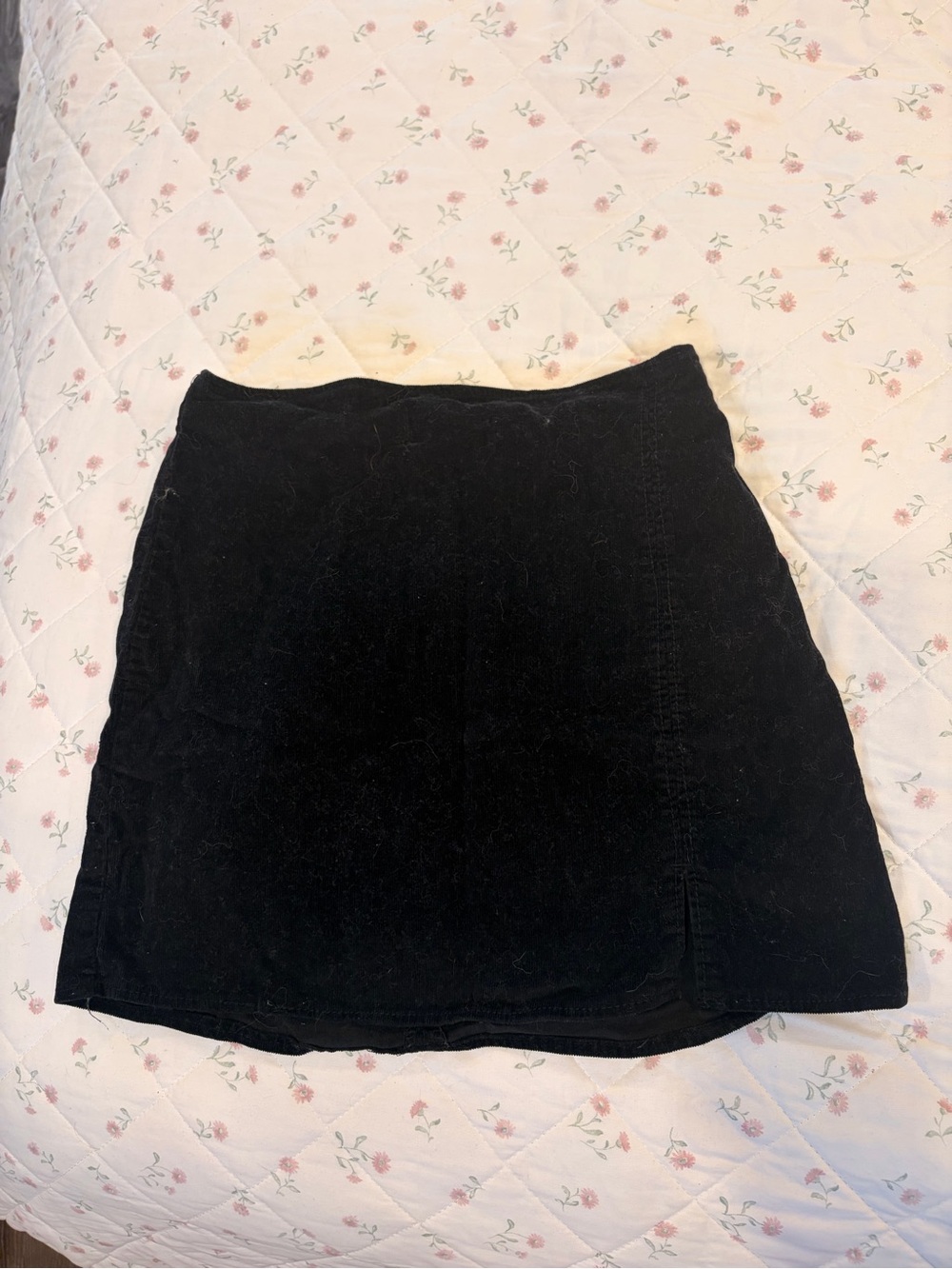 Black Corduroy Mini Skirt